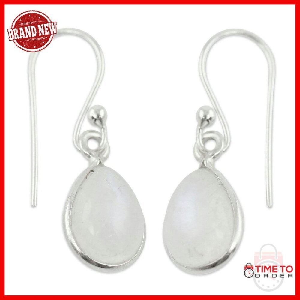 Sterling Silver Moonstone Dangle Earrings Handmade Artisan Jewelry